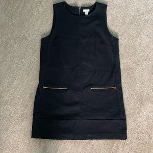 J Crew Factory Black Shift Dress w/ Zipper Pockets